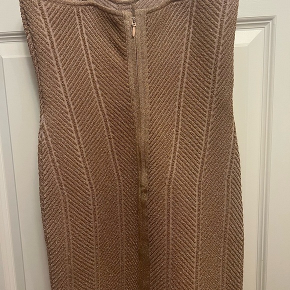 Herve Leger Ottoman Sweetheart Mini dress in Metallic Rise Gold - Picture 7 of 7